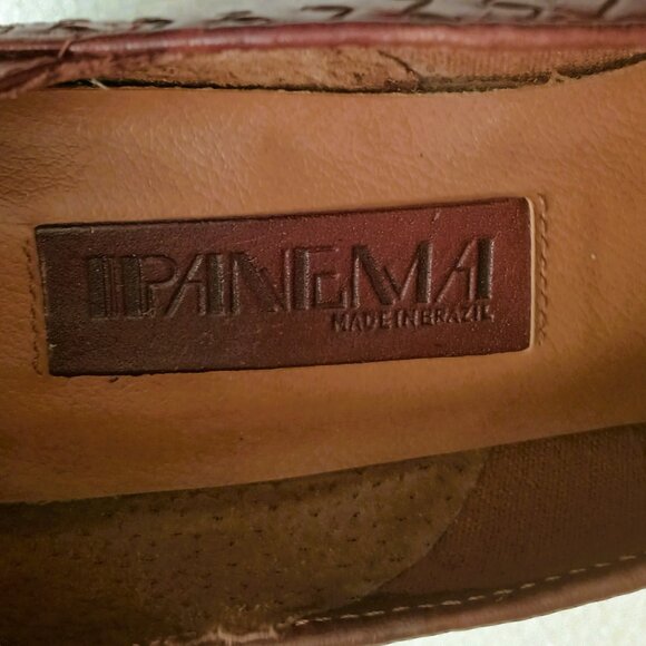 Ipanema Brazil Leather Woven Loafer 7.5 Vintage Brown Slip On Shoe - Picture 10 of 12